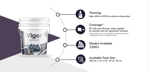 Tulsi Paint Vigor Exterior Emulsion / Base 01, Base 10, Base 20/ 1lit, 4lit, 10lit, 20lit - Image 2